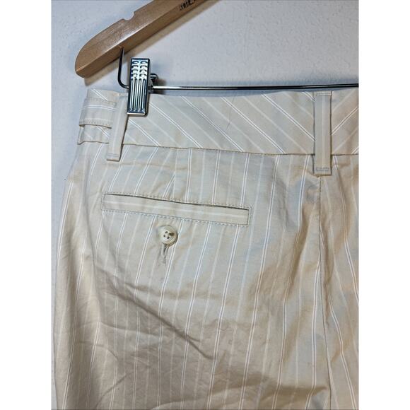 Banana Republic Stretch Size 10 Pin Striped Straight Capris Capri Pants Beige - Picture 5 of 7